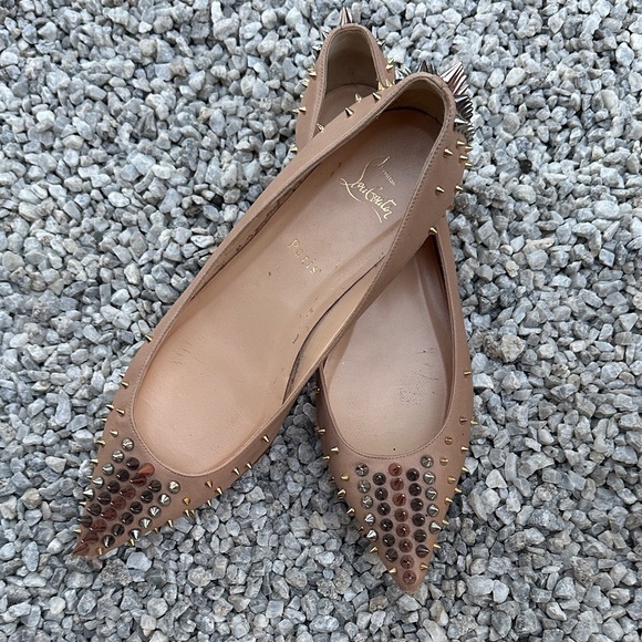 Christian Louboutin Brown Studded Loafers - Picture 1 of 16